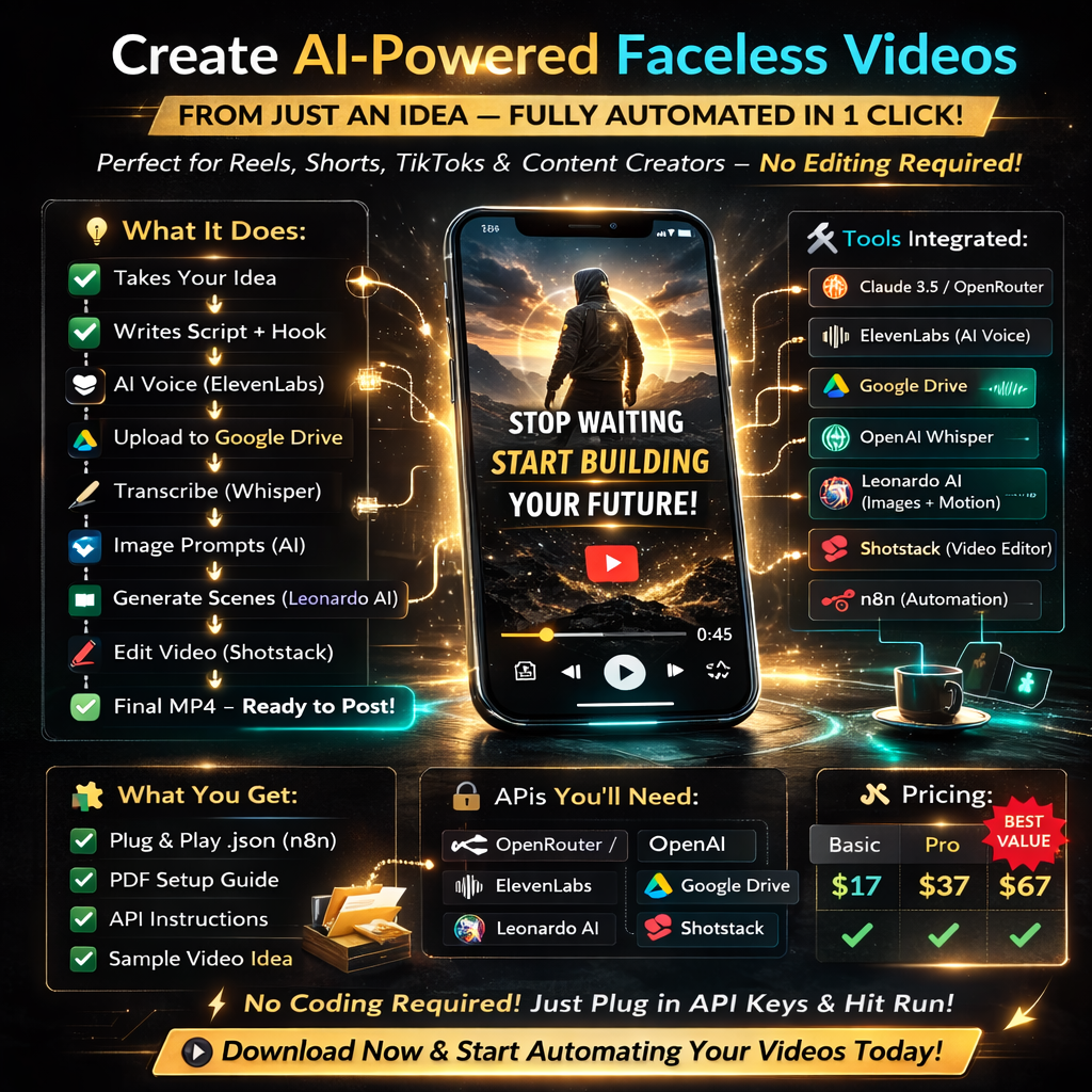 Faceless Video Maker v2 – Full Automation Template (n8n)