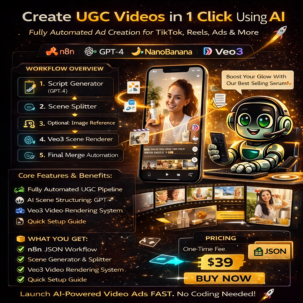 NanoBanana UGC Video Builder (Veo3 + Image Reference, Scene-by-Scene)