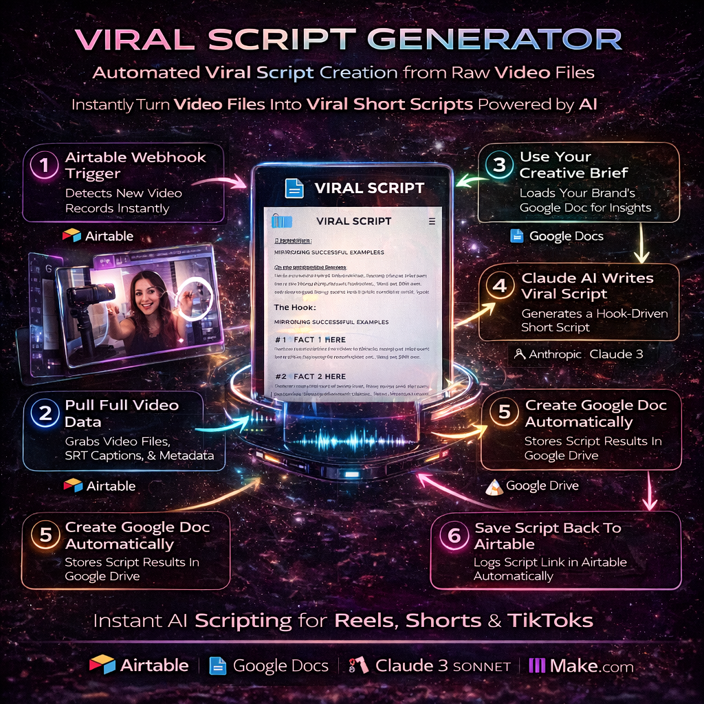 Viral Script Generator – AI-Powered Short-Form Script Automation System( Make.com)