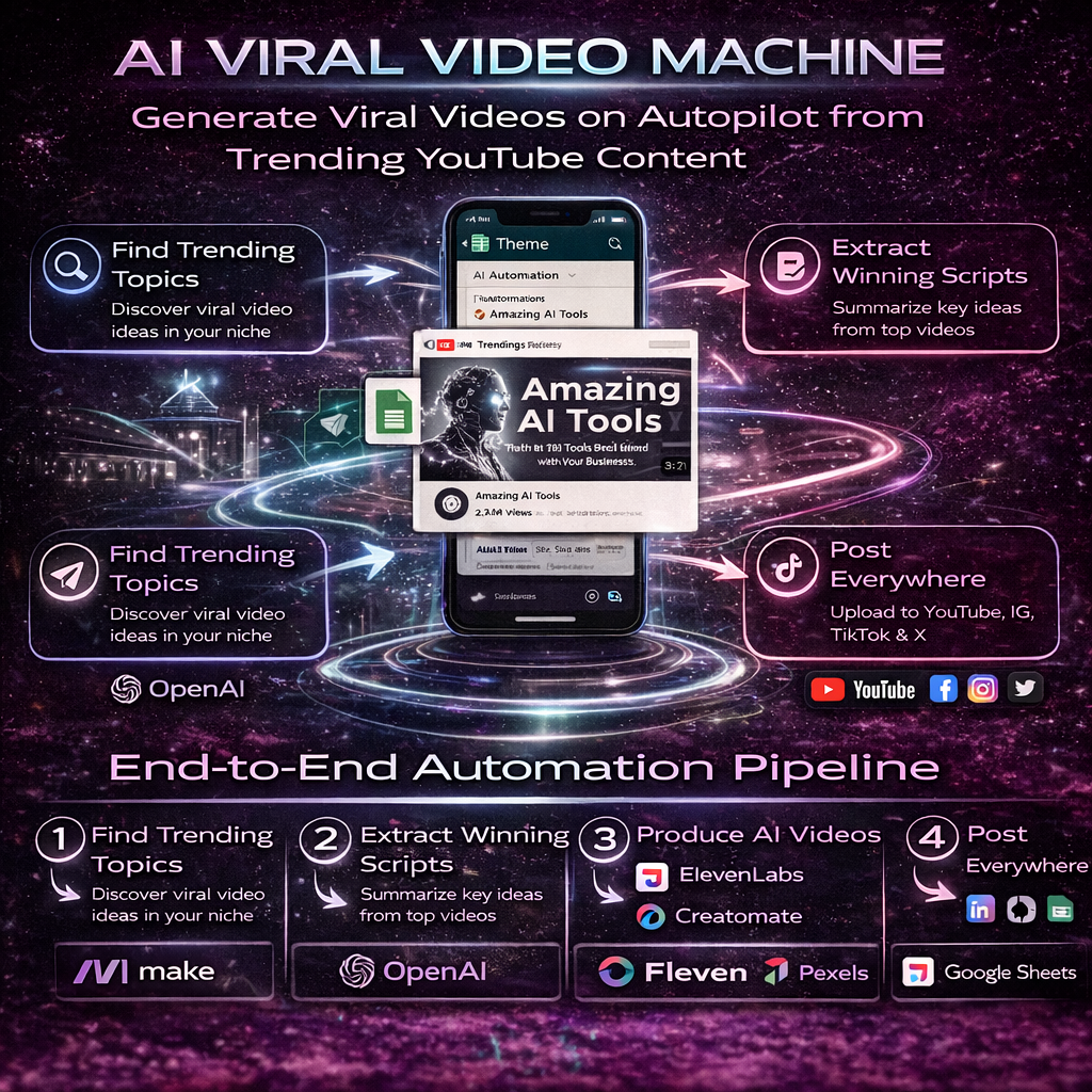 100% Automated Trending Video ; Multi-Platform Posting System