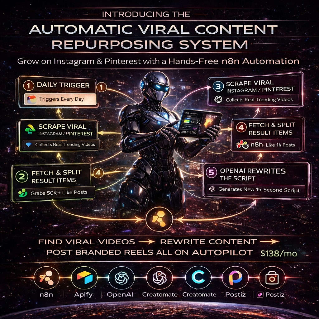 Viral Content Repurposing & Auto-Posting Automation (Apify + OpenAI + Creatomate + Postiz + n8n)