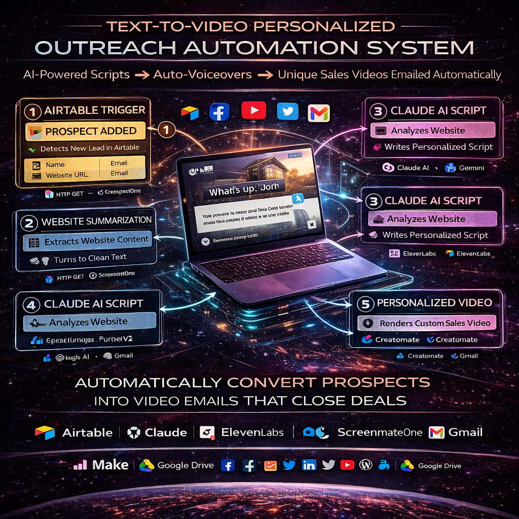 Automated Personalized Video Outreach System ( Make.com)