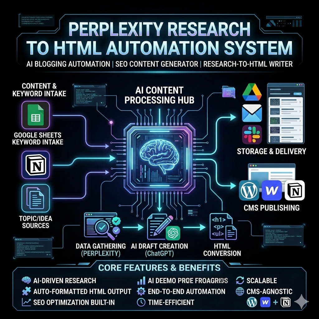 🔍 Perplexity Research to HTML – AI-Powered Content Creation System (n8n Workflow)