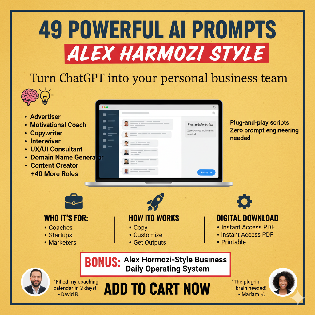 AI Prompts Inspired by Alex Hormozi's Style for Entrepreneurs, Creators & Coaches