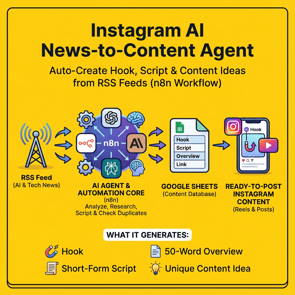 Instagram AI News-to-Content Agent – Auto-Create Hook, Script & Content Ideas from RSS Feeds (n8n Workflow)