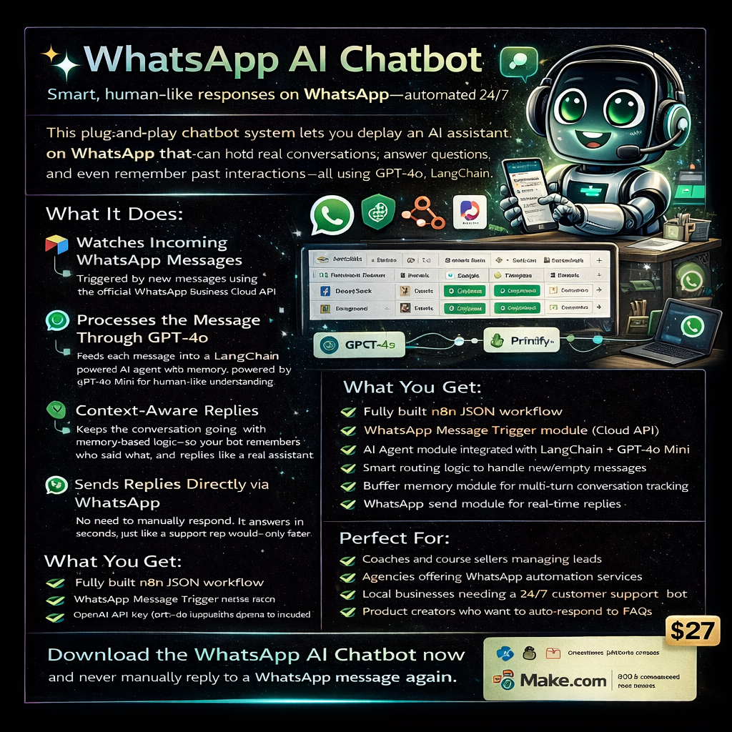 WhatsApp AI Chatbot (GPT-4o + n8n Integration)