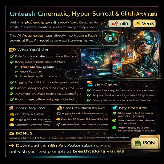 Flux AI Image Generator – Cinematic & Glitch-Art Image Creator (n8n Workflow)