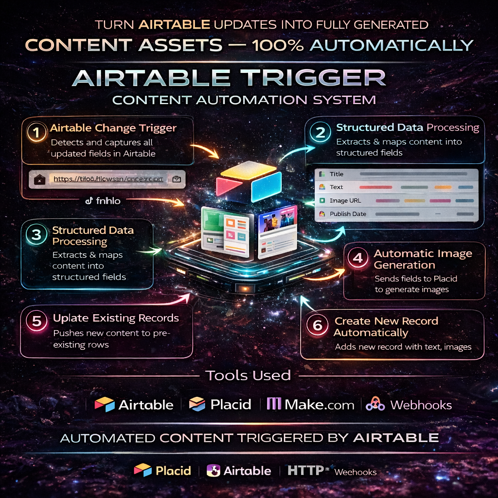 Airtable Trigger Content Automation System – Auto-Generate Content, Images & video (Make.com)