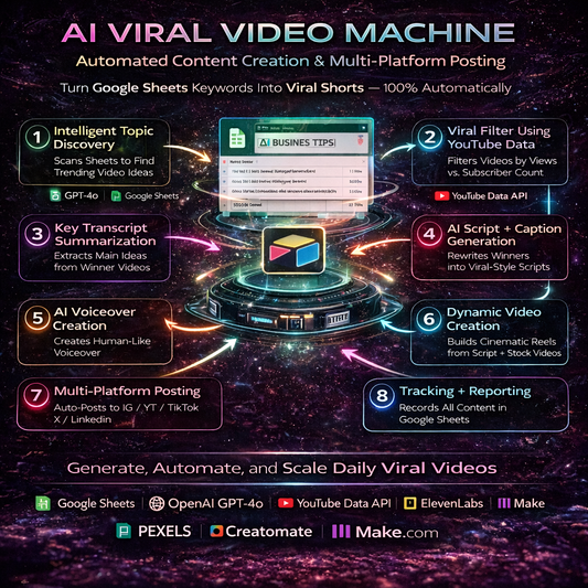 AI Viral Video Machine – 100% Automated Trending Video & Multi-Platform Posting System ( Make.com)