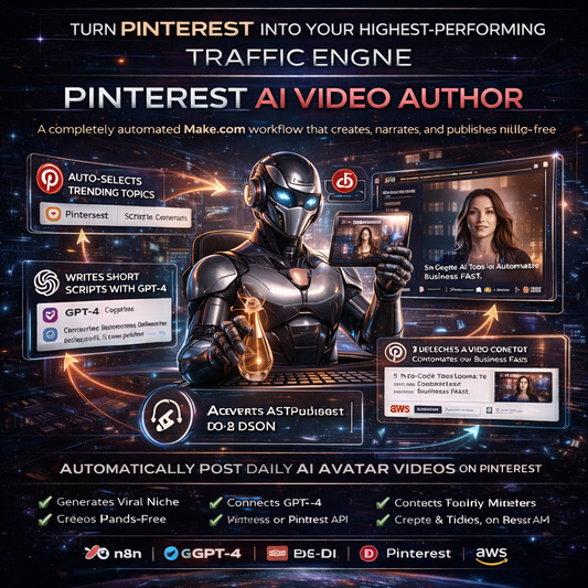 Pinterest AI Video Author – Fully Automated AI Video Pin Creator (Built in Make.com)