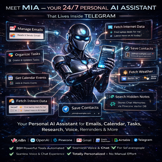 MIA – The Ultimate Personal AI Assistant for Telegram (Email, Calendar, Tasks, Weather, News, Research & More)