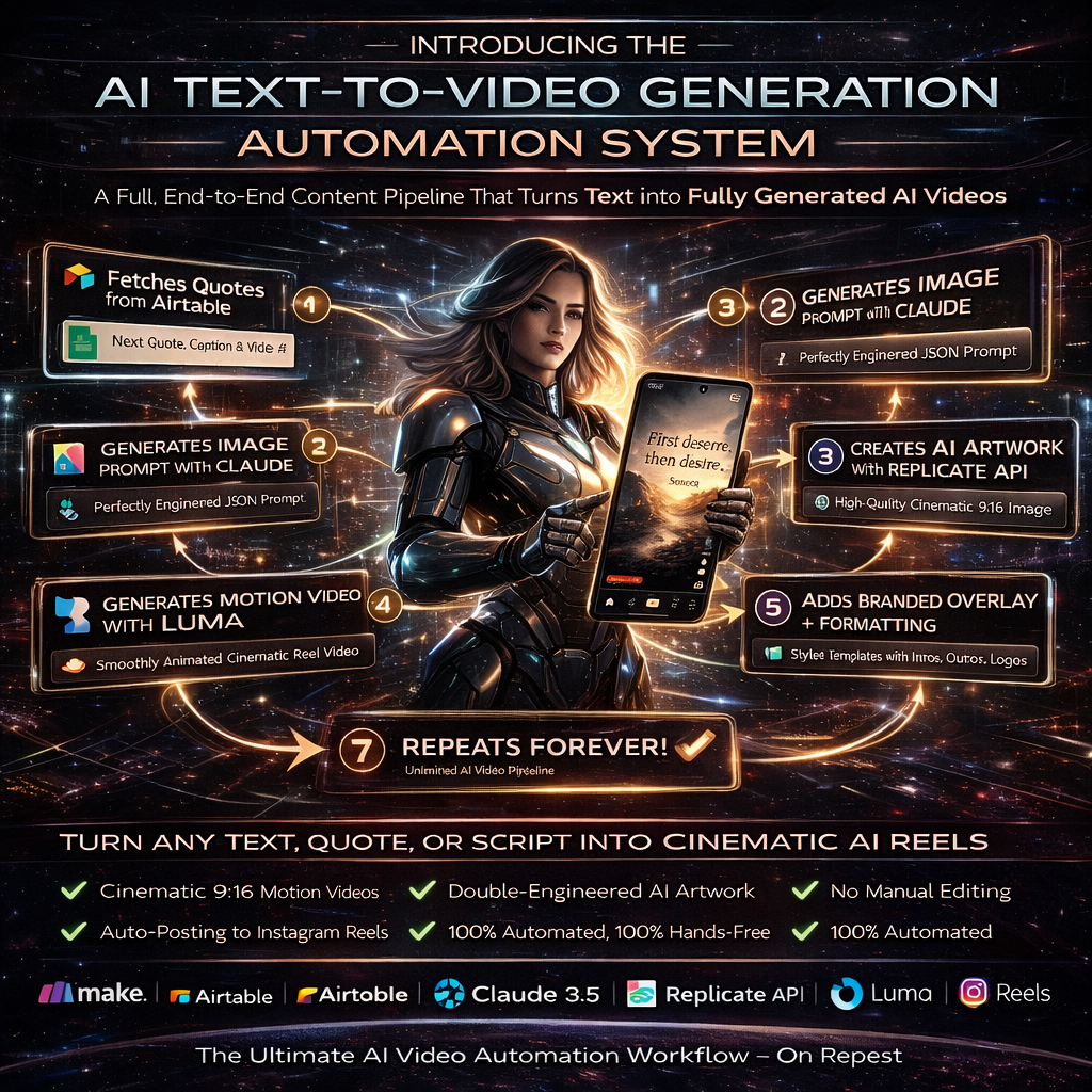 AI Text-to-Video Generation Automation System ( MAKE.COM)