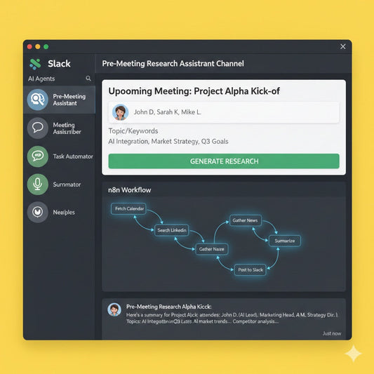 Turn Slack Into an AI Agent Hub – Smart Pre-Meeting Research Assistant (n8n)