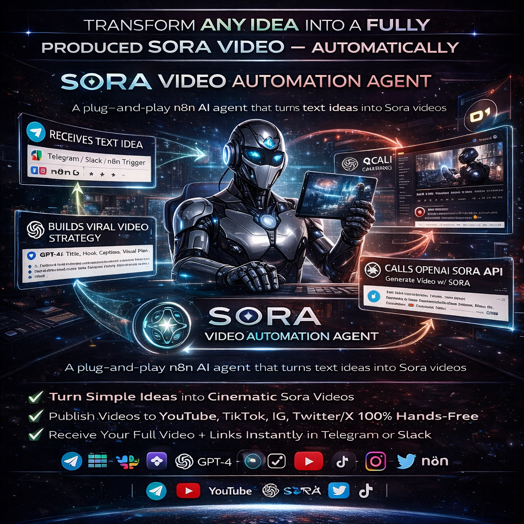 SORA AI Video Creation Agent – Fully Automated n8n Workflow for Script, Sora Generation & Auto-Publishing